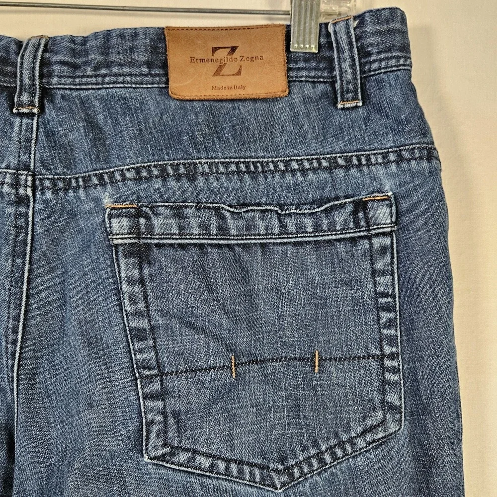 Ermenegildo Zegna Jeans Men 34x26 Blue Straight Leg Italy Grunge Preppy Designer